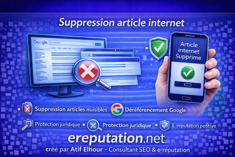 Suppression article internet